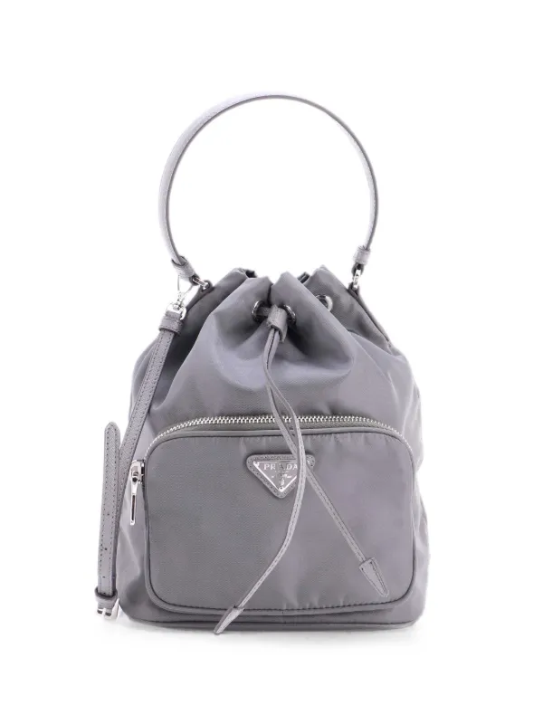 Prada Pre-Owned Drawstring Re-Nylon Small Bucket Bag | グレー