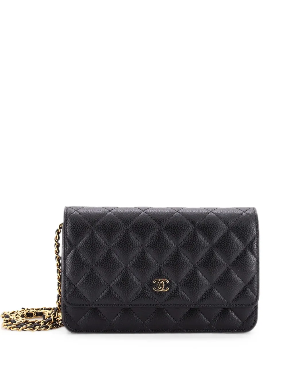 CHANEL Pre-Owned Borsa a tracolla in pelle Caviar trapuntata con catena - Nero