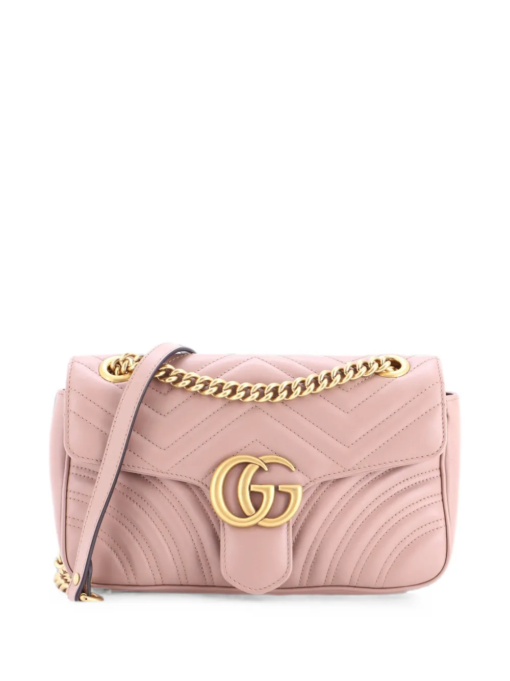 Gucci Pre-Owned GG Marmont Flap Bag Matelasse Leather Medium shoulder bag - Nude