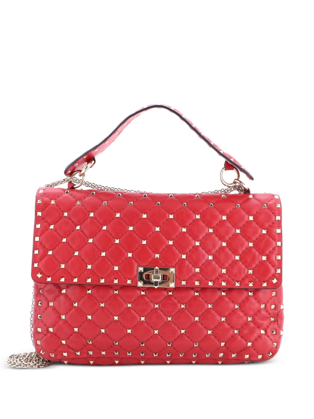 Valentino Garavani Pre-Owned Borsa a spalla Rockstud Spike grande in pelle trapuntata con battente - Rosso