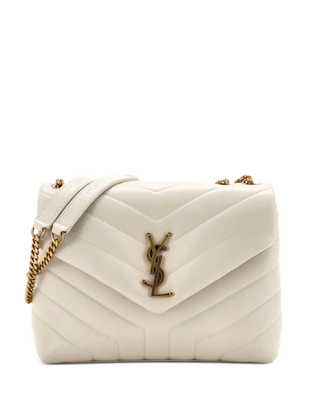 Saint Laurent Pre-Owned Borsa a spalla Loulou piccola in pelle matelassé con motivo chevron - Toni neutri