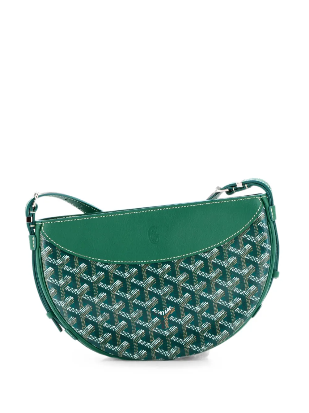 Pre-owned Goyard Hirondelle Coated Canvas And Leather Shoulder Bag In Green