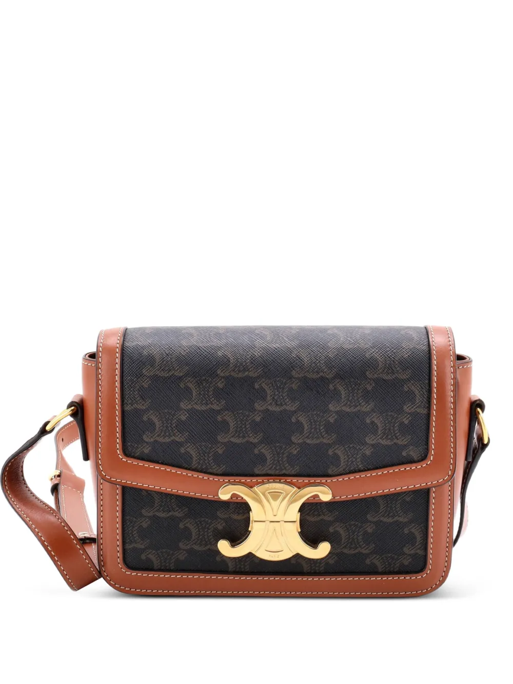 Celine Pre-Owned Borsa a spalla Triomphe media in tela cerata - Nero