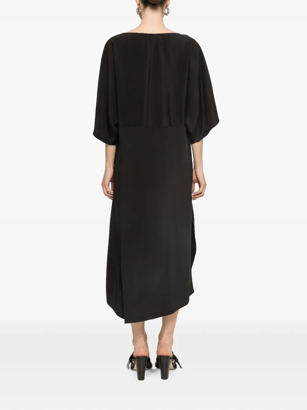 NISSA Viscose en zijden midi-jurk Zwart