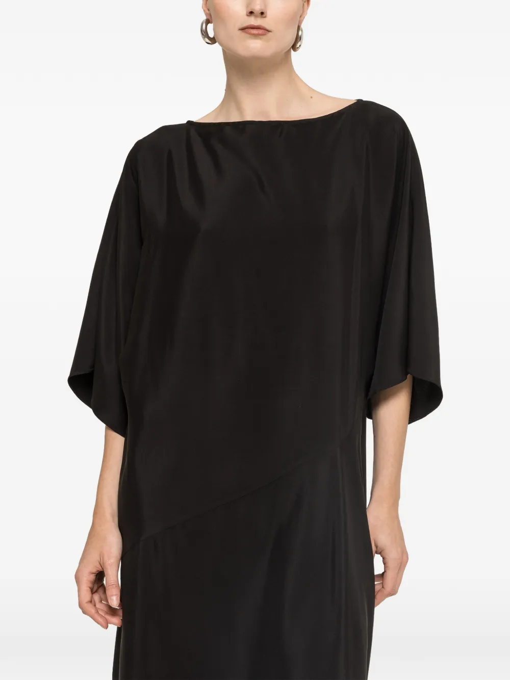 NISSA Viscose en zijden midi-jurk Zwart