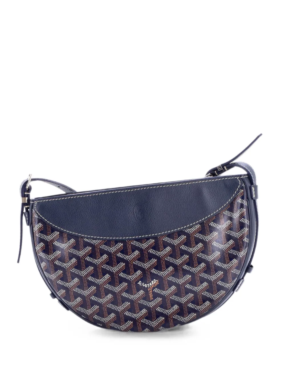 Pre-owned Goyard Hirondelle Coated Canvas And Leather Shoulder Bag In Blue