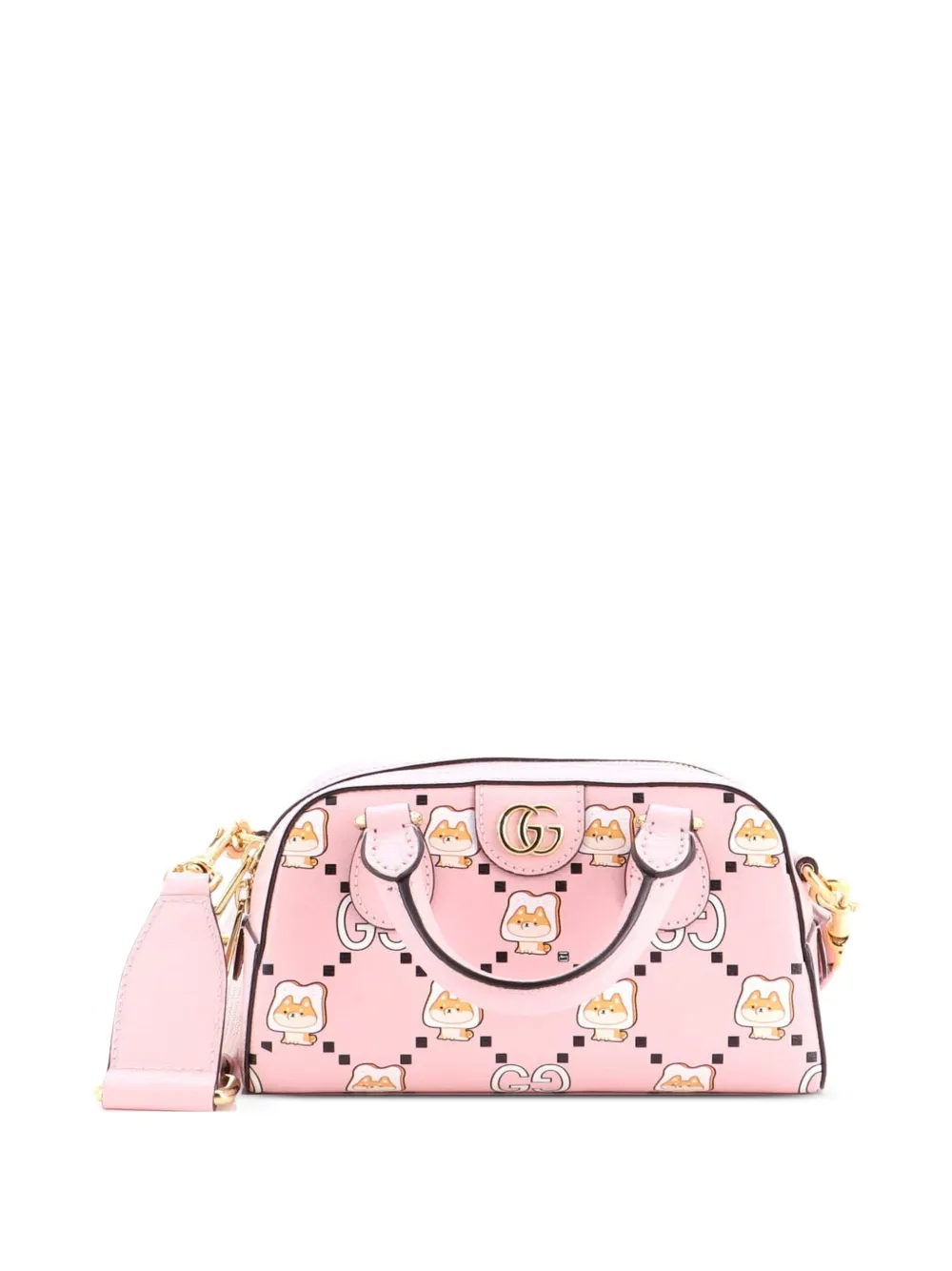 Gucci Pre-Owned Borsa a mano Convertible Boston Ophidia mini in pelle con stampa Kawaii e manico - Rosa