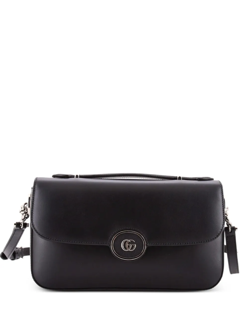 Gucci Pre-Owned Borsa a spalla Petite GG piccola in pelle con battente e tracolla - Nero