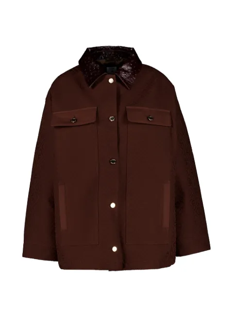 Casablanca chaqueta con logo en jacquard y cuello de cuero