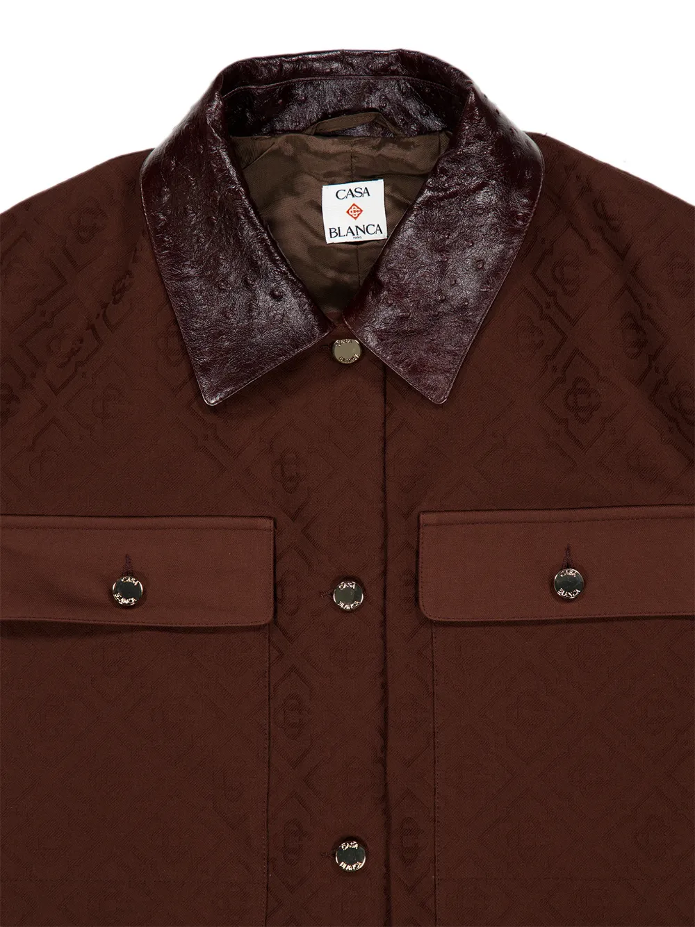 Casablanca Jack met leren kraag en logo-jacquard Bruin