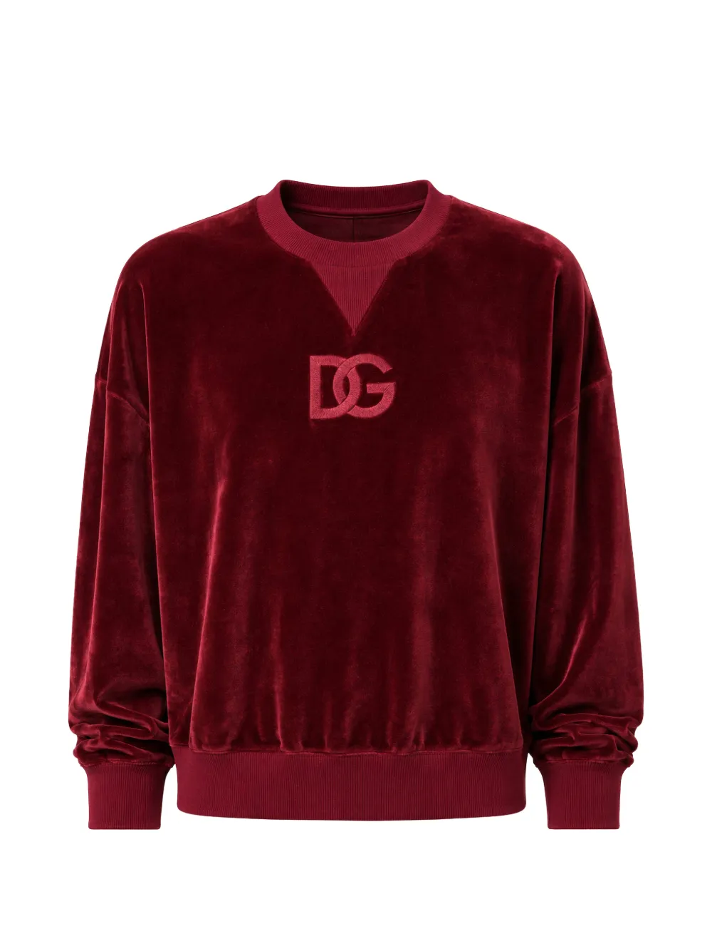 Dolce & Gabbana Pullover aus Samt mit Logo-Stickerei - Rot