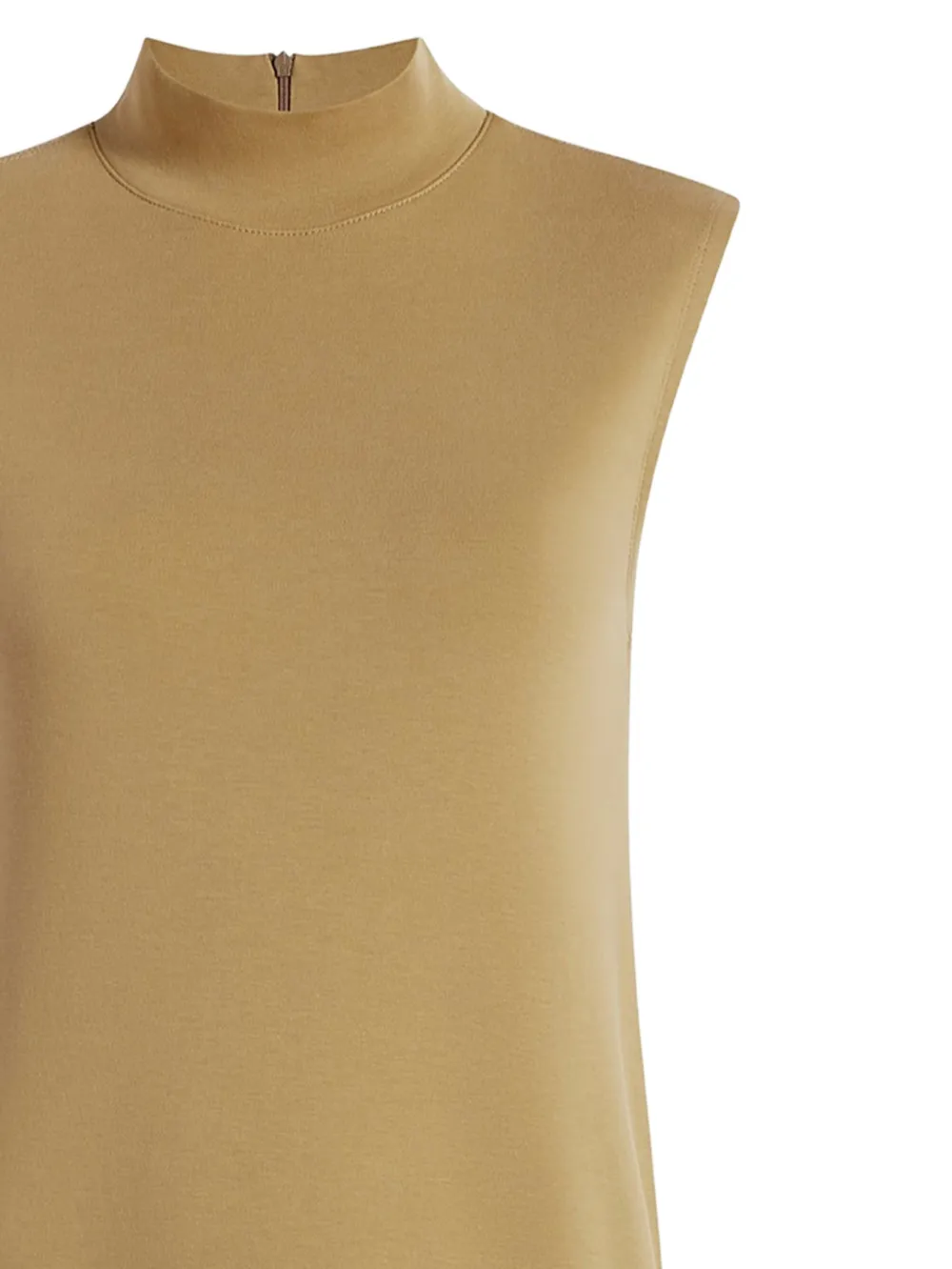 Another Tomorrow Luxe Seamed midi-jurk met gedrapeerde hals Beige