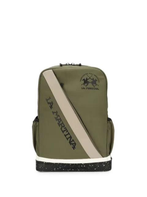 La Martina logo-print contrast-stripe backpack