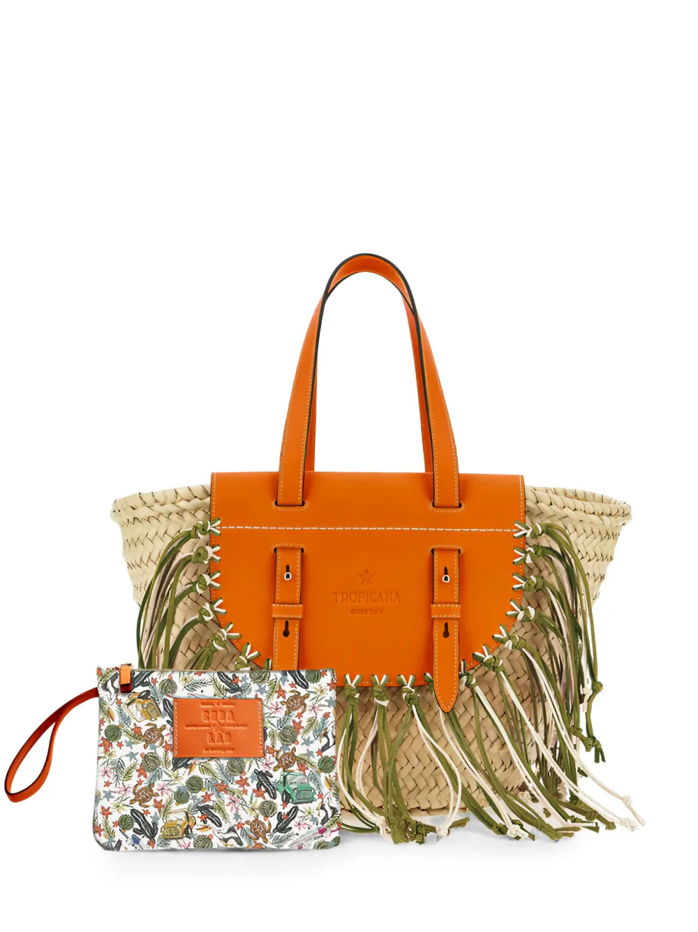 CUBA LAB Borsa tote Tropicana con frange - Toni neutri