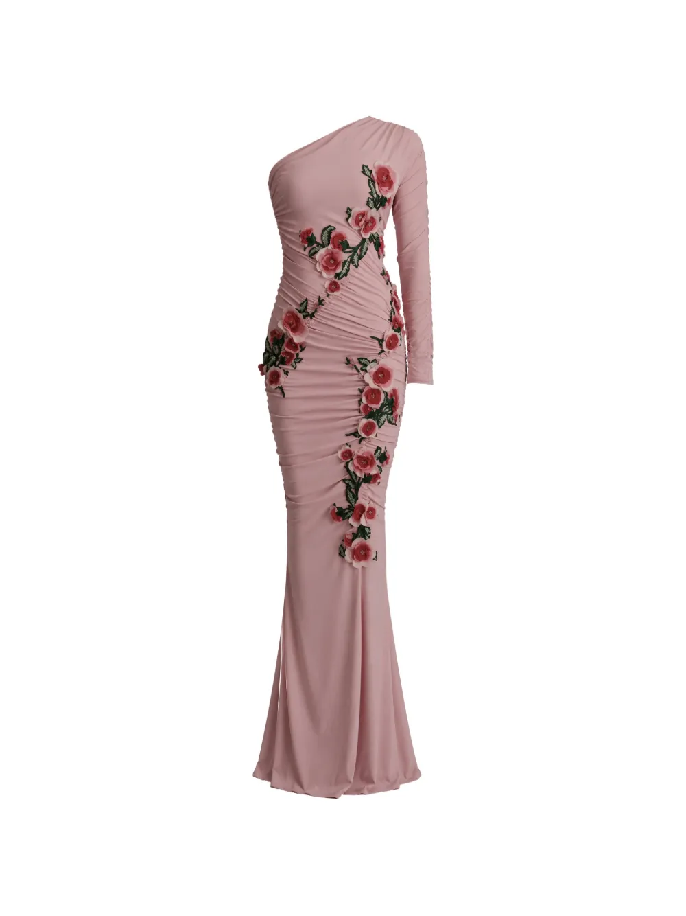 Dolce & Gabbana Abito lungo con ricamo a fiori - Rosa