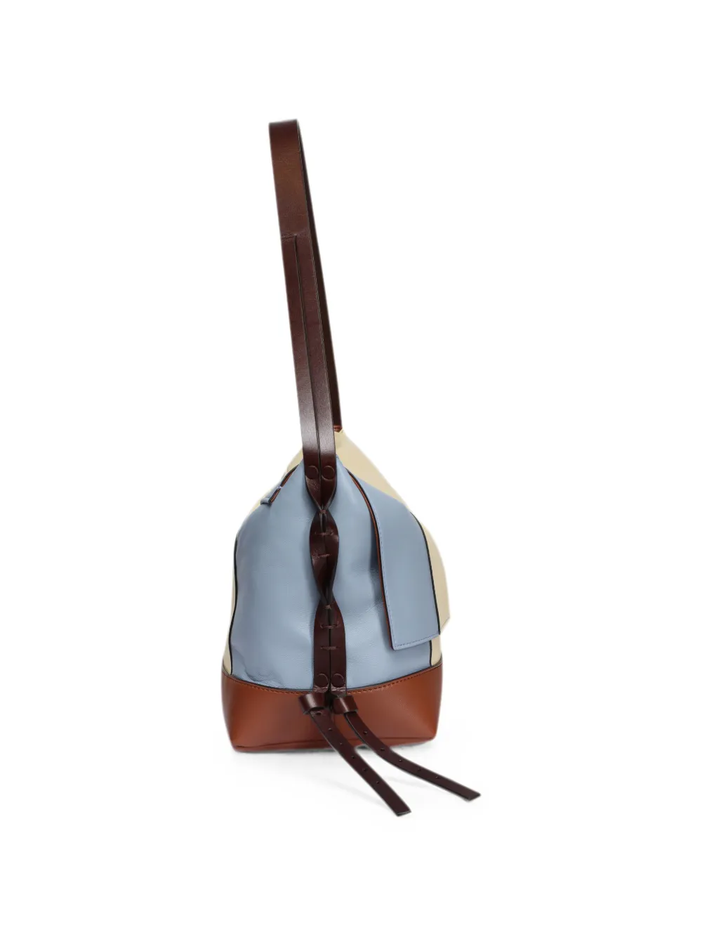 Marni Leren schoudertas met colourblocking Beige