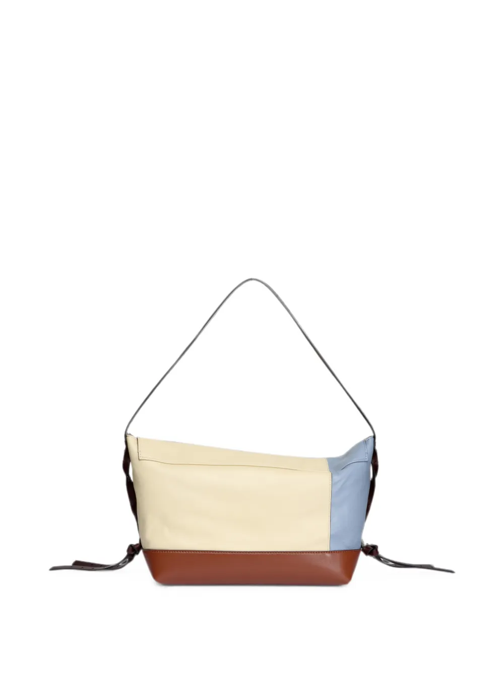 Marni Leren schoudertas met colourblocking Beige