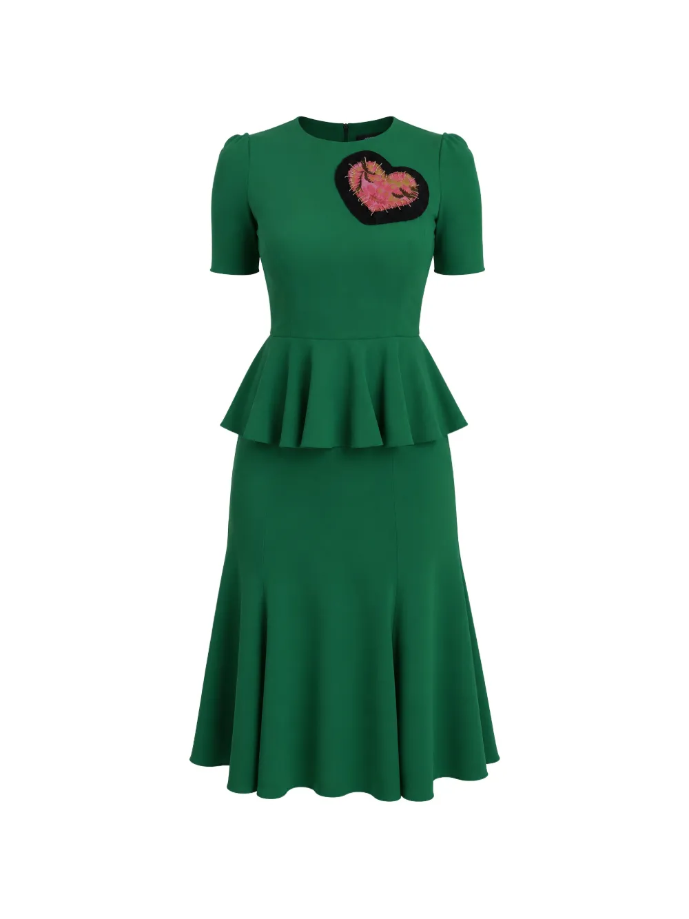 Dolce & Gabbana Abito midi con applicazione a cuore - Verde
