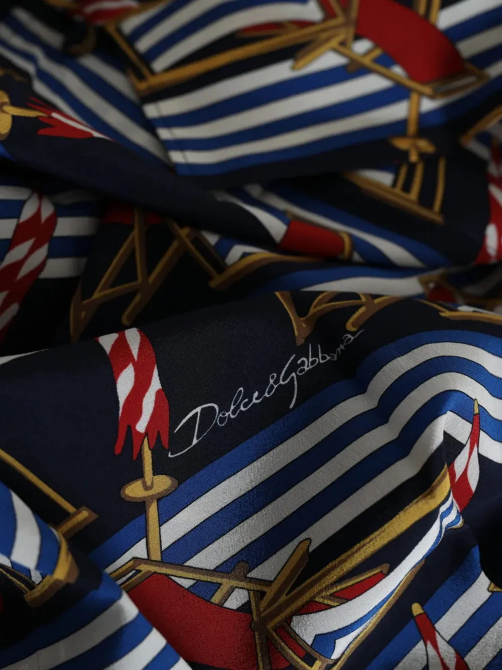 Dolce & Gabbana Gestreept overhemd met strandstoelprint Blauw