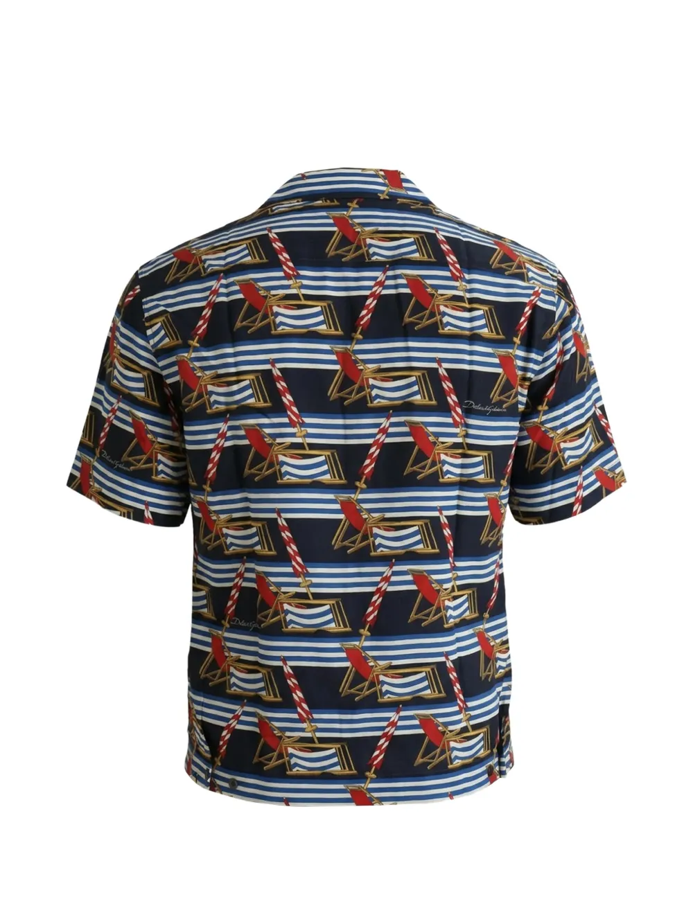 Dolce & Gabbana Gestreept overhemd met strandstoelprint Blauw