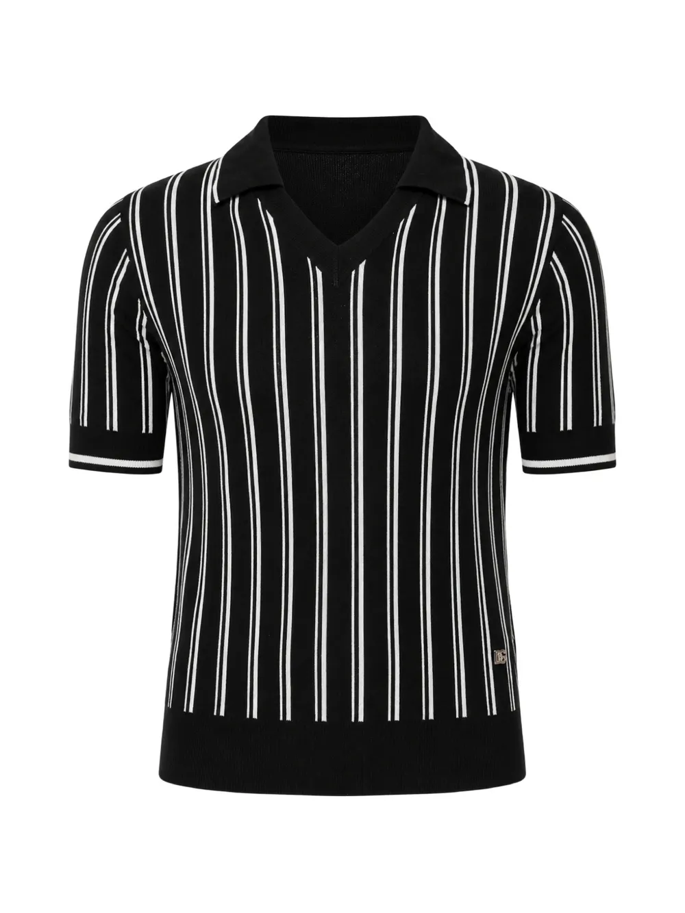 Dolce & Gabbana Gestreiftes T-Shirt mit rundem Ausschnitt - Schwarz