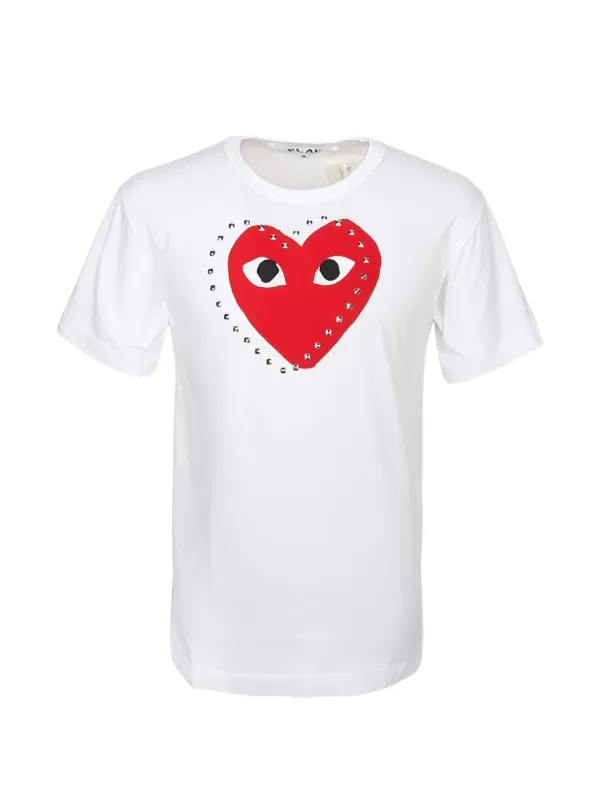 Comme des Garçons Play Stud Print Embellished T-shirt in White