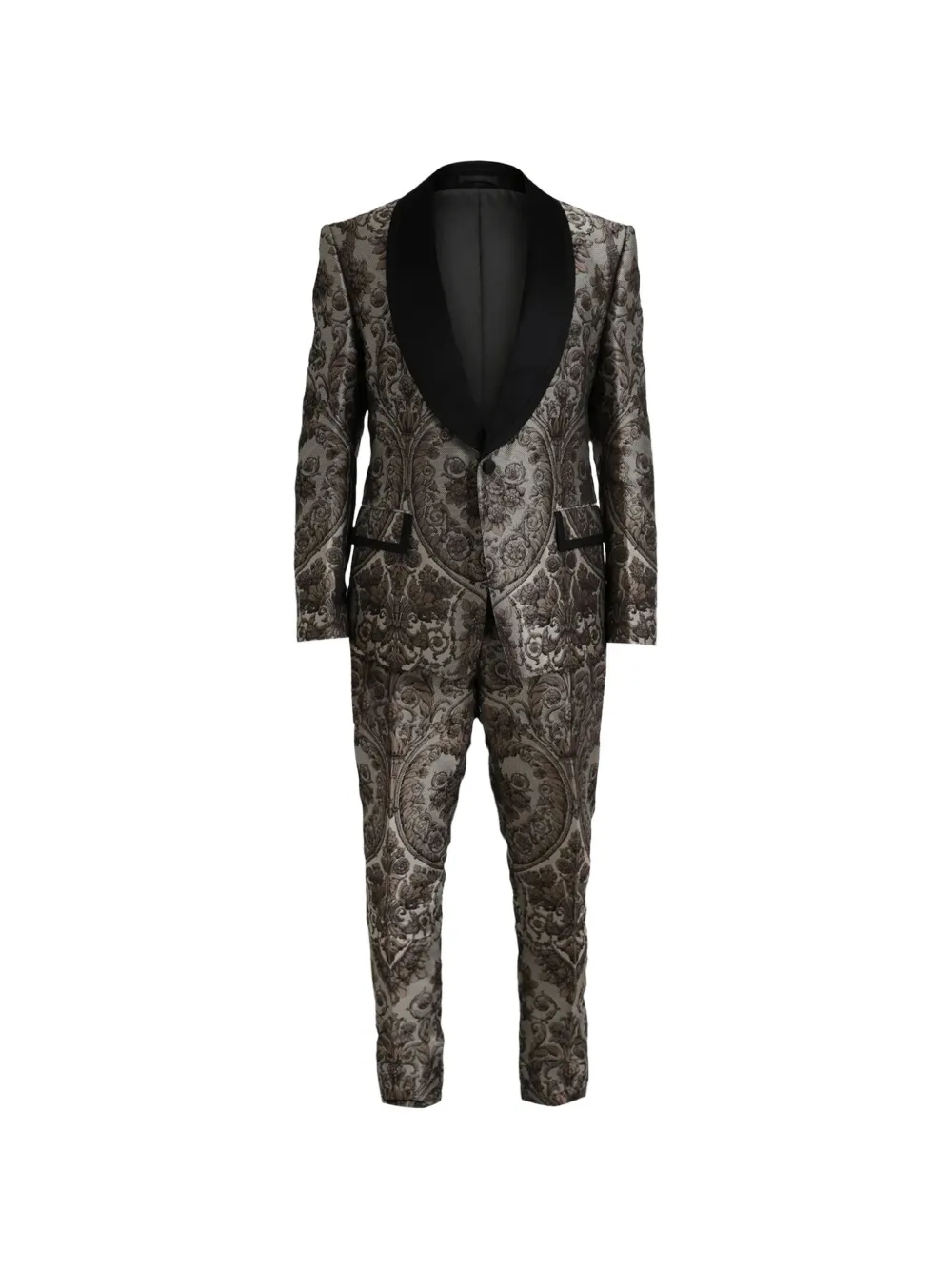 Dolce & Gabbana Completo tre pezzi a fiori jacquard - Marrone