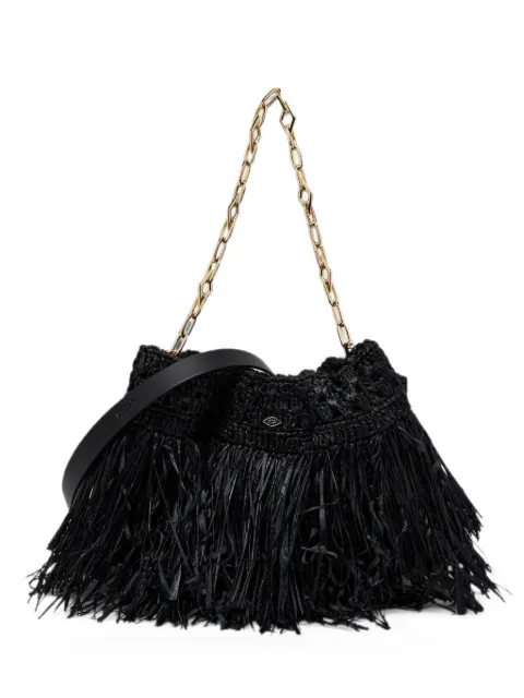 Ba&Sh June fringed raffia clutch bag