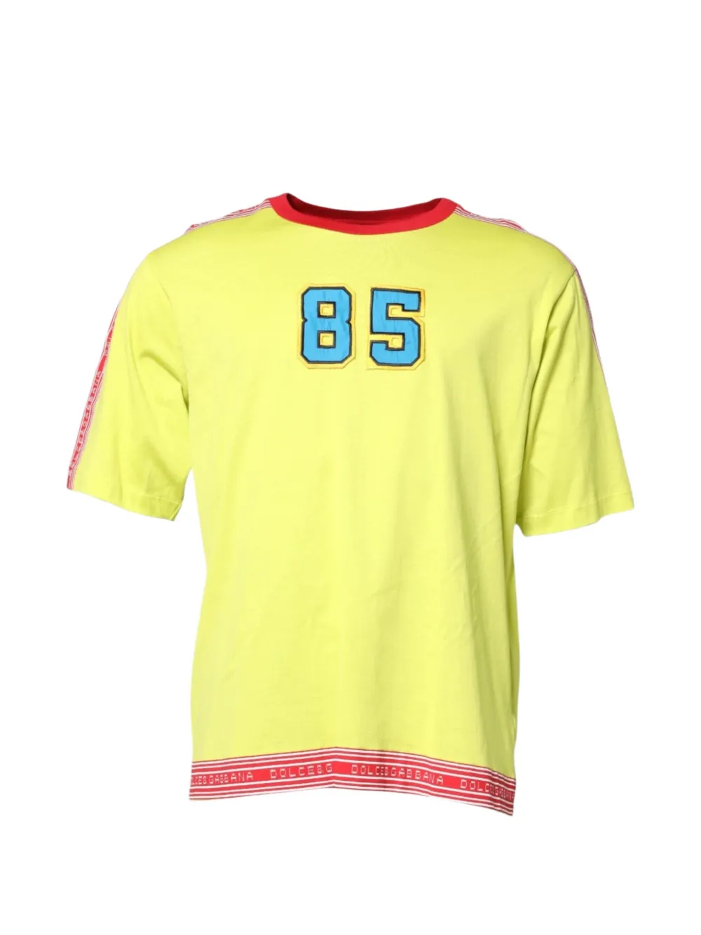 Dolce & Gabbana Besticktes T-Shirt mit Logo-Streifen - Gelb