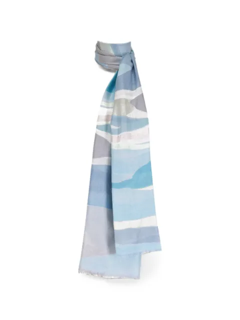 Kinross Cashmere abstract-pattern frayed-edge scarf