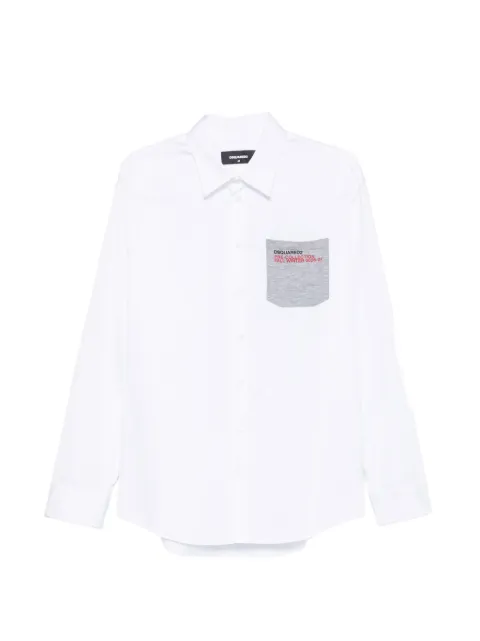 DSQUARED2 dropped-shoulder logo-print patch-pocket cotton shirt