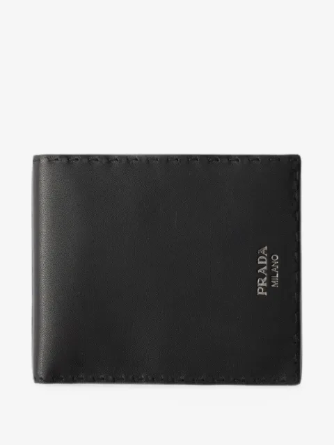 Prada antiqued-leather wallet