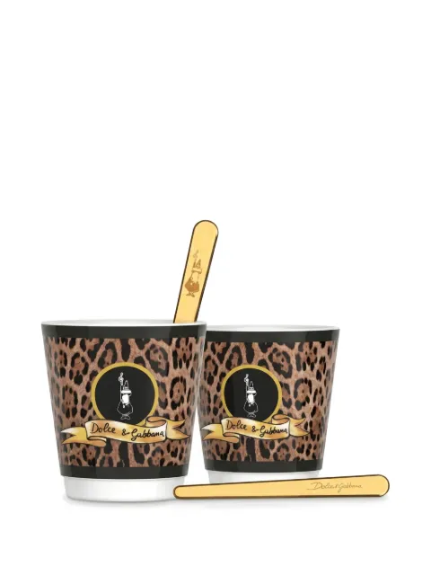 Bialetti x Dolce & Gabbana lot de quatre expresso à motif léopard