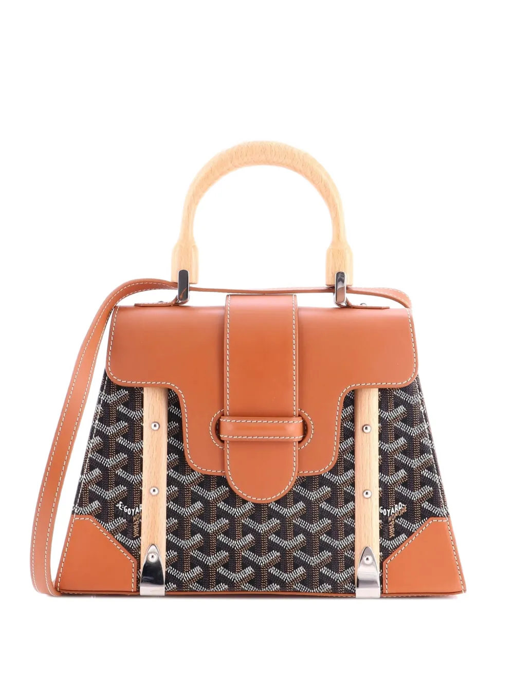 Goyard Pre-Owned Borsa a mano Saigon PM in tela cerata e pelle con manico - Marrone