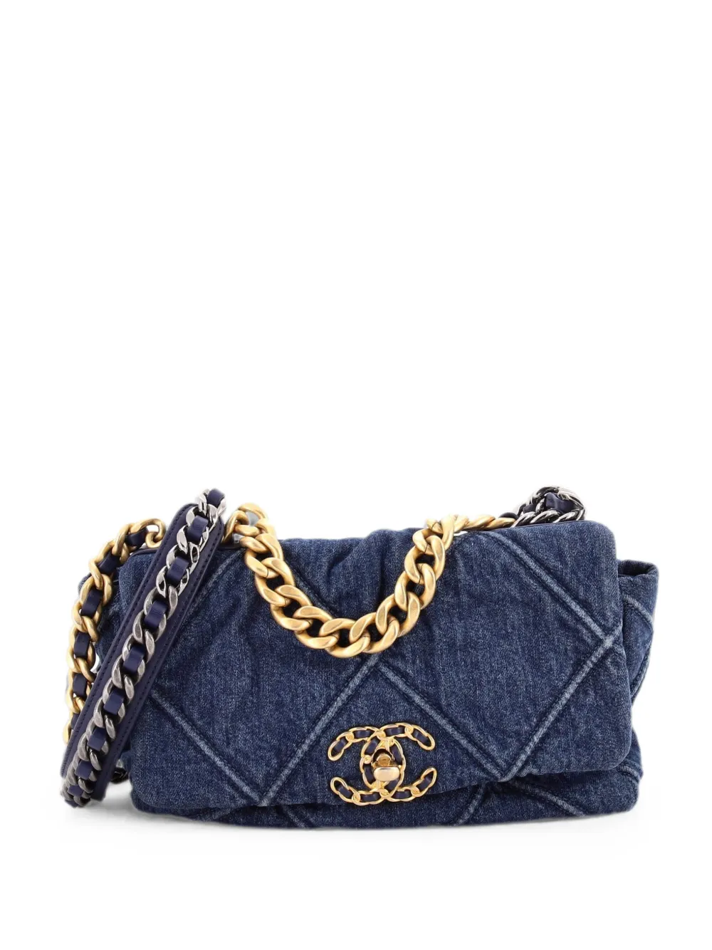 CHANEL Pre-Owned 19 Flap Bag Quilted Denim Medium shoulder bag - Blue