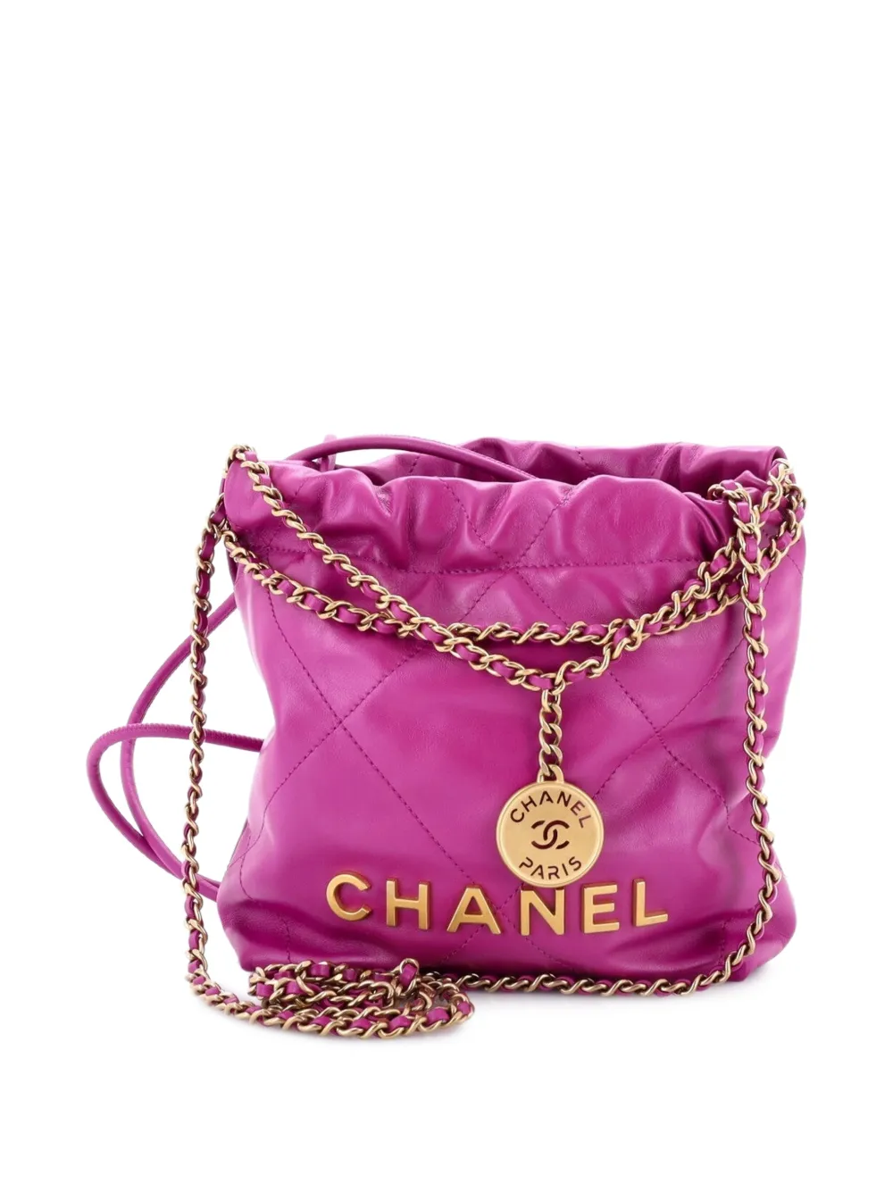 CHANEL Pre-Owned Borsa a tracolla 22 mini in pelle di vitello trapuntata - Rosa
