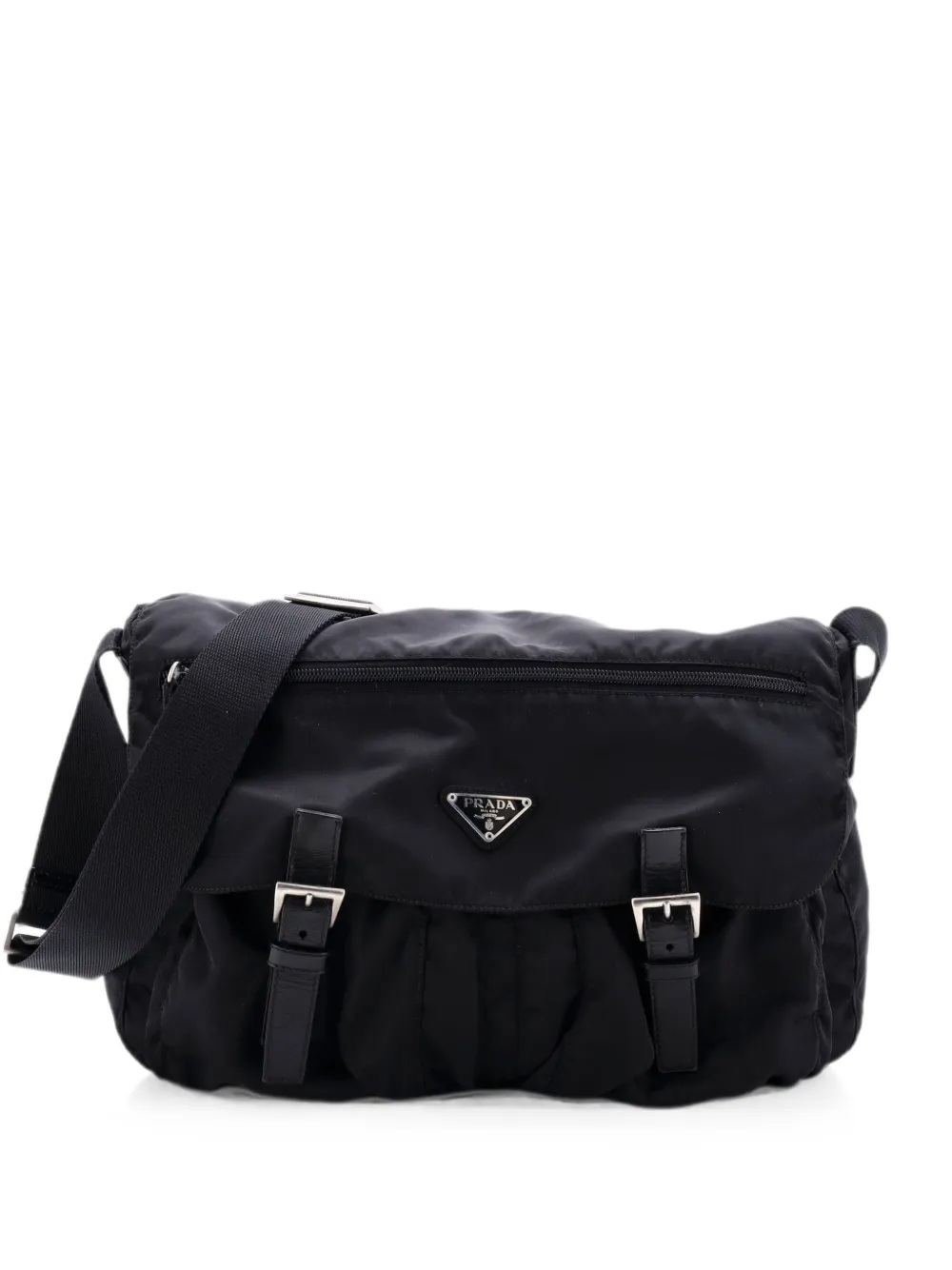Prada Pre-Owned Borsa a tracolla in tessuto con fibbia - Nero