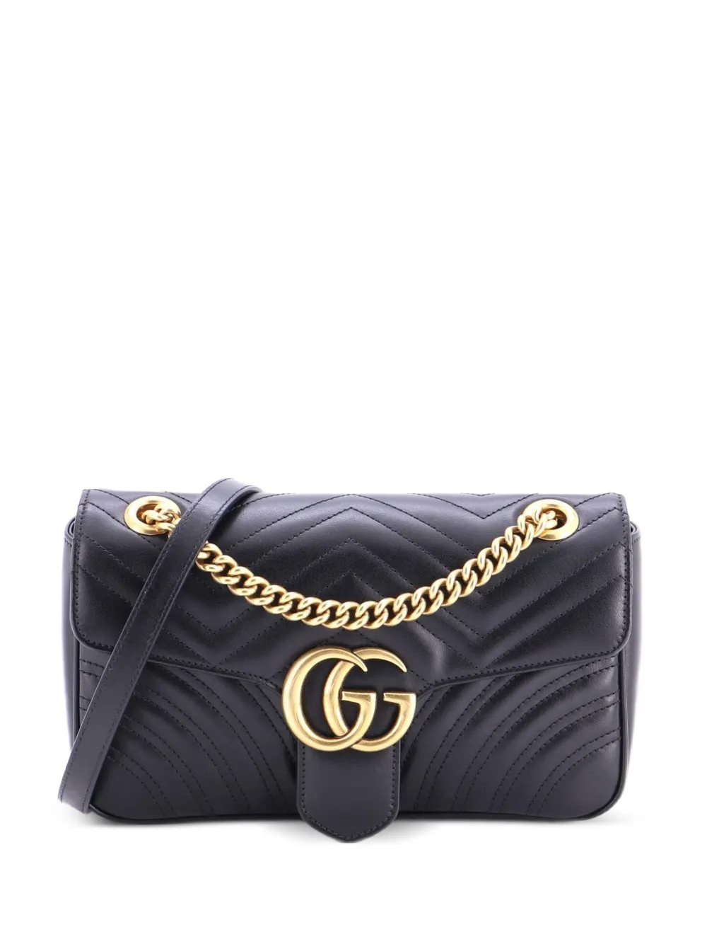 Gucci Pre-Owned Borsa a tracolla GG Marmont piccola in pelle matelassè con battente - Nero