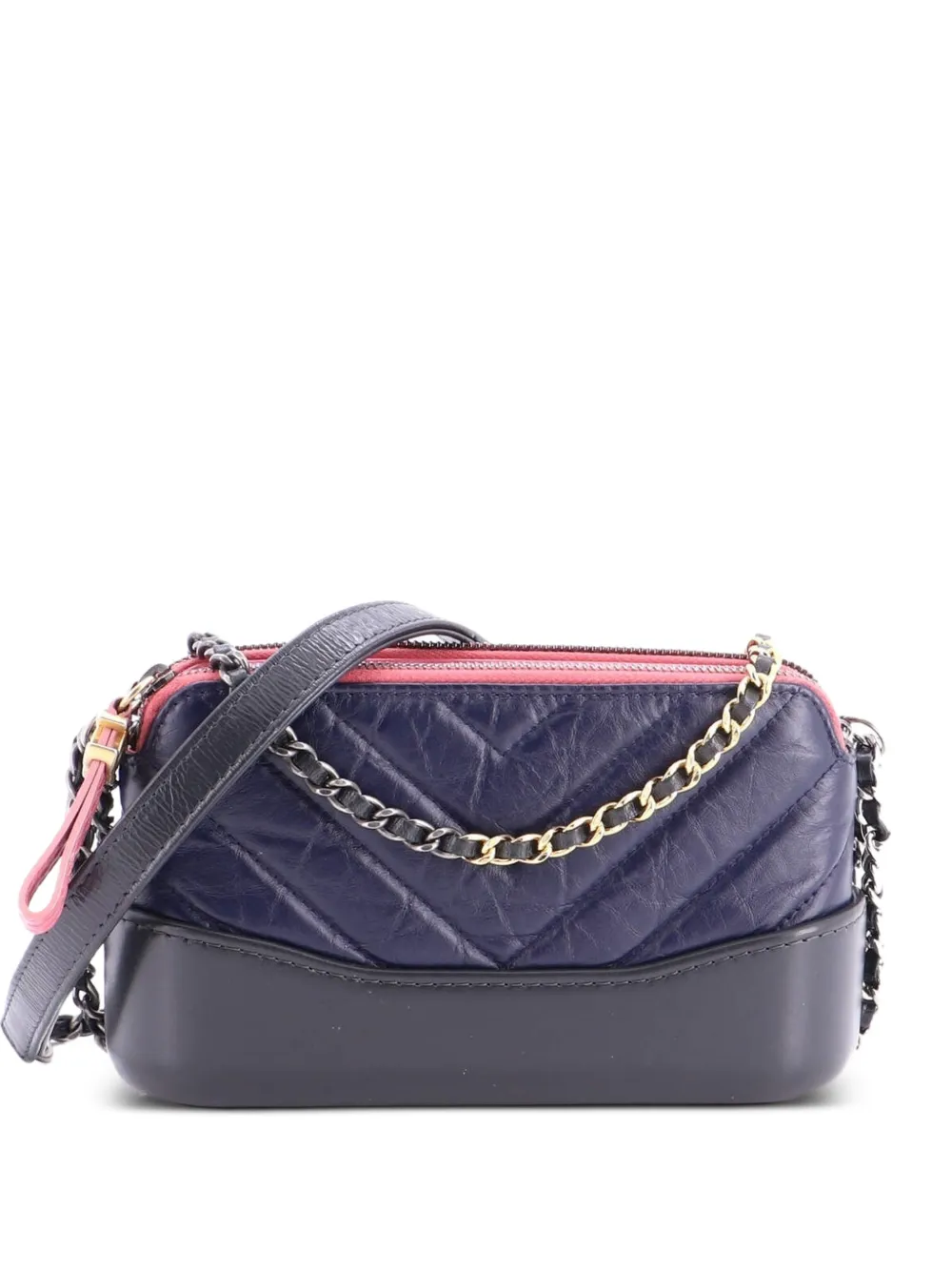 CHANEL Pre-Owned Clutch Gabrielle in pelle di vitello con motivo chevron e doppia zip - Multicolore