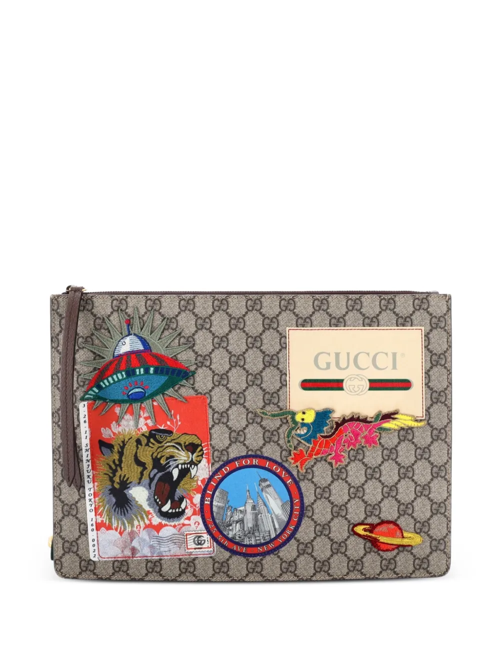 Gucci Pre-Owned Borsa a tracolla Courrier in tela cerata GG con applicazione - Marrone