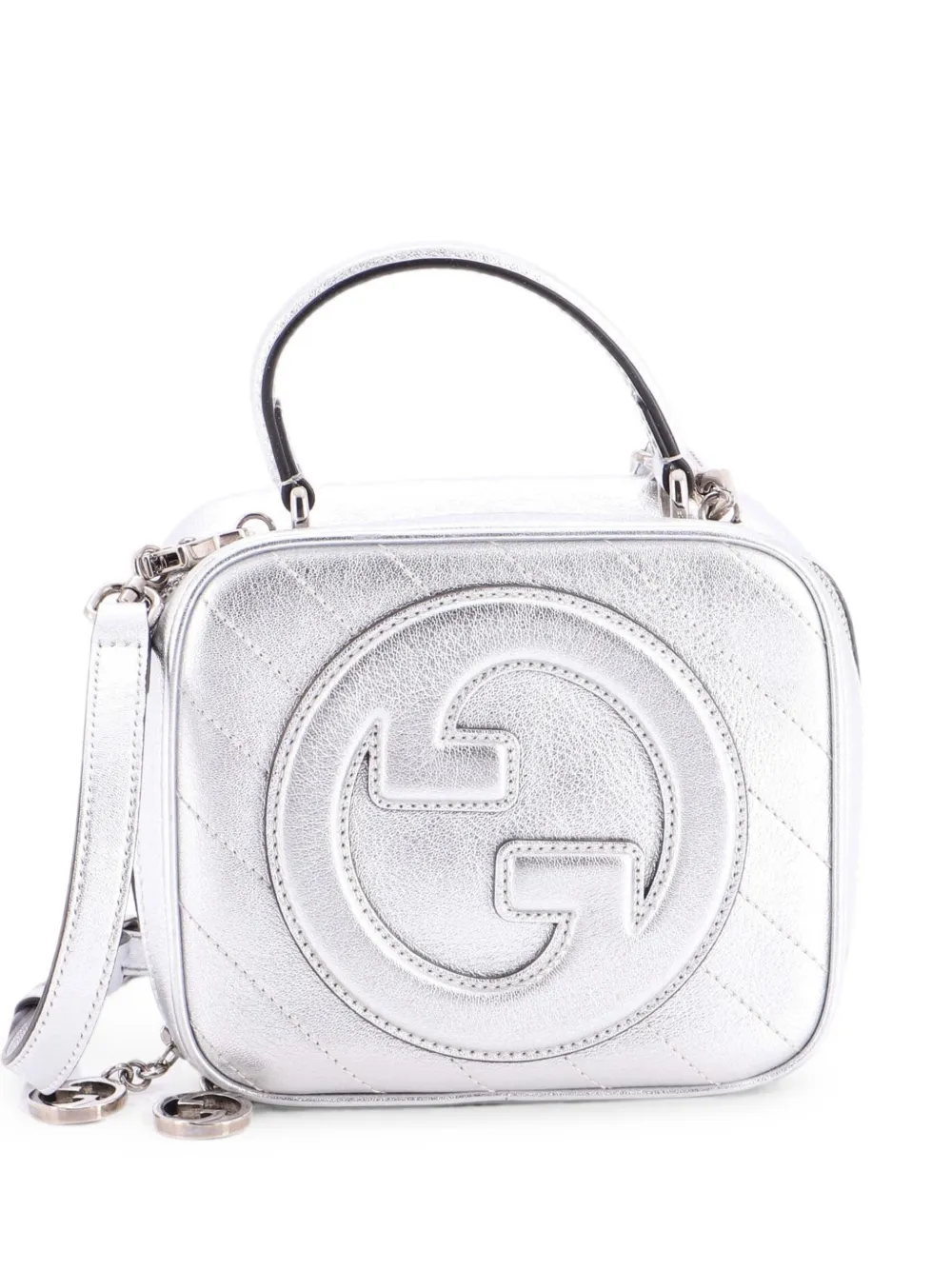 Gucci Pre-Owned Borsa a spalla Blondie NM in pelle trapuntata con motivo diagonale e manico - Effetto metallizzato