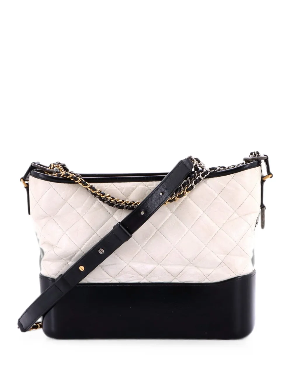 CHANEL Pre-Owned Gabrielle Quilted Aged Calfskin Medium hobo bag - White