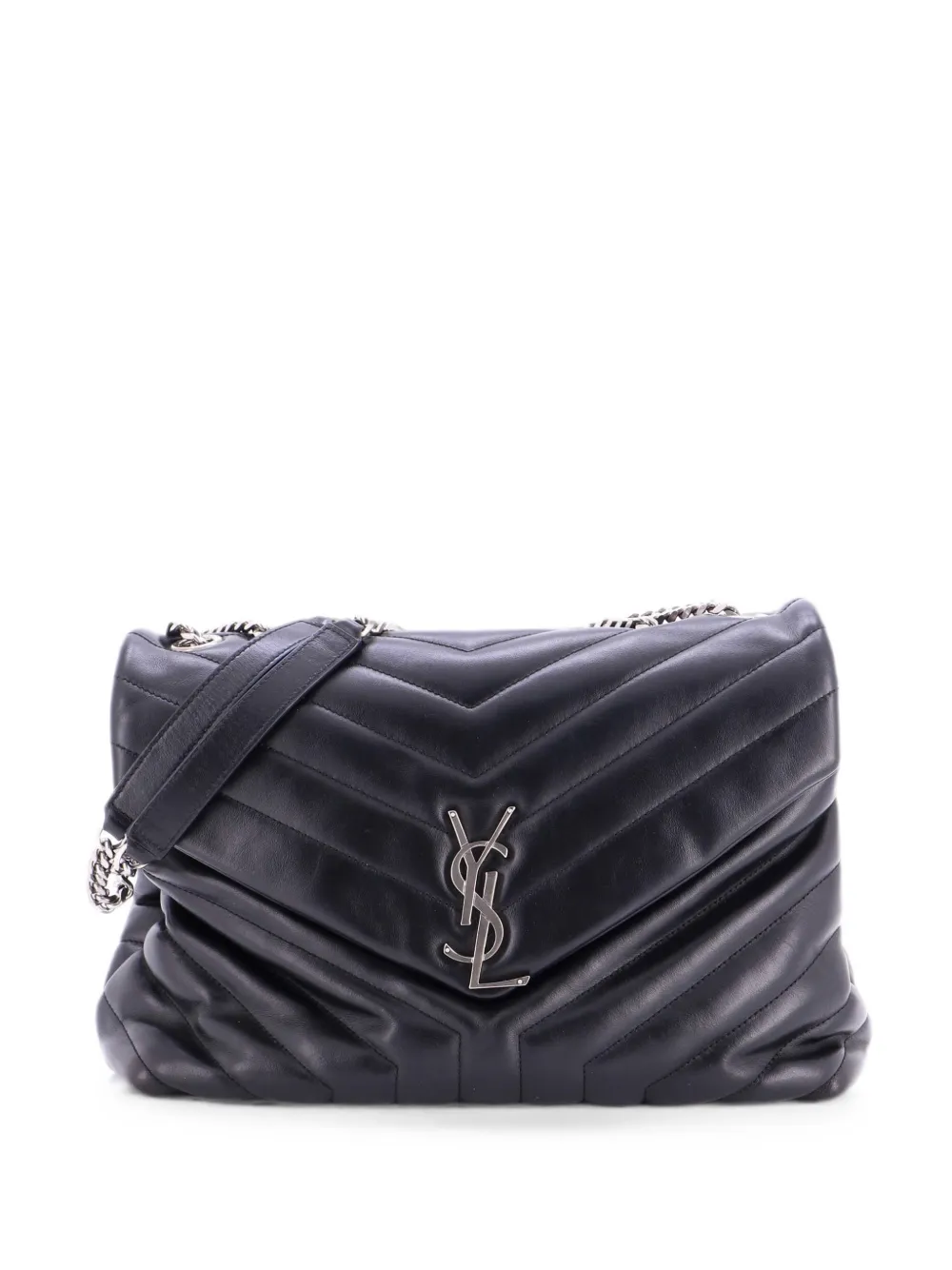 Saint Laurent Pre-Owned Borsa a spalla Loulou media in pelle matelassé con motivo chevron - Nero