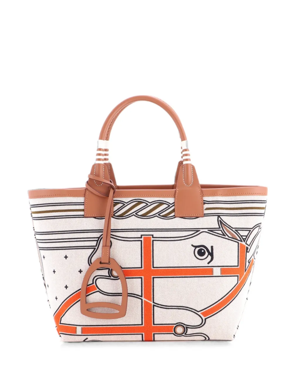 Hermès Pre-Owned Borsa tote Sac Steeple 28 in pelle e tela Toile con stampa - Marrone
