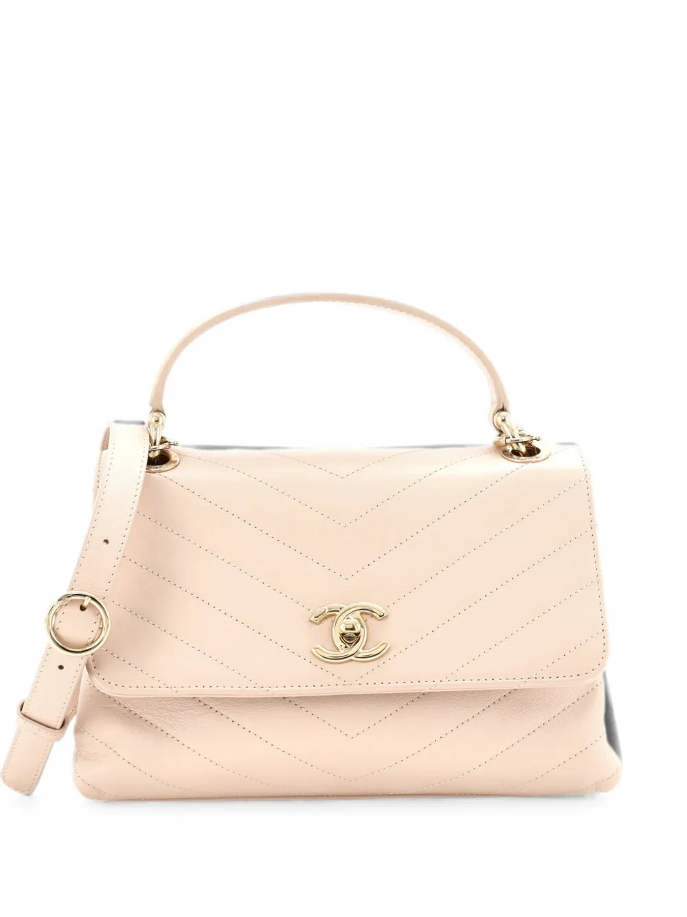 CHANEL Pre-Owned Chevron Chic Top Handle Bag Chevron Calfskin Small satchel - Neutrals