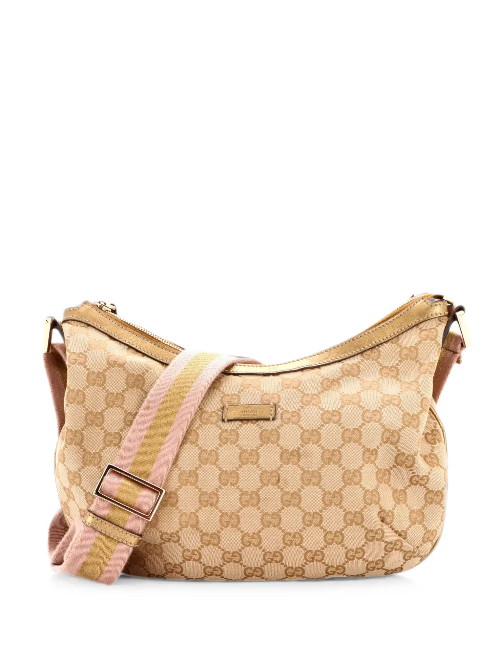 Gucci Pre-Owned Mittelgroße Kuriertasche aus GG Canvas mit Ledertasche - Gold