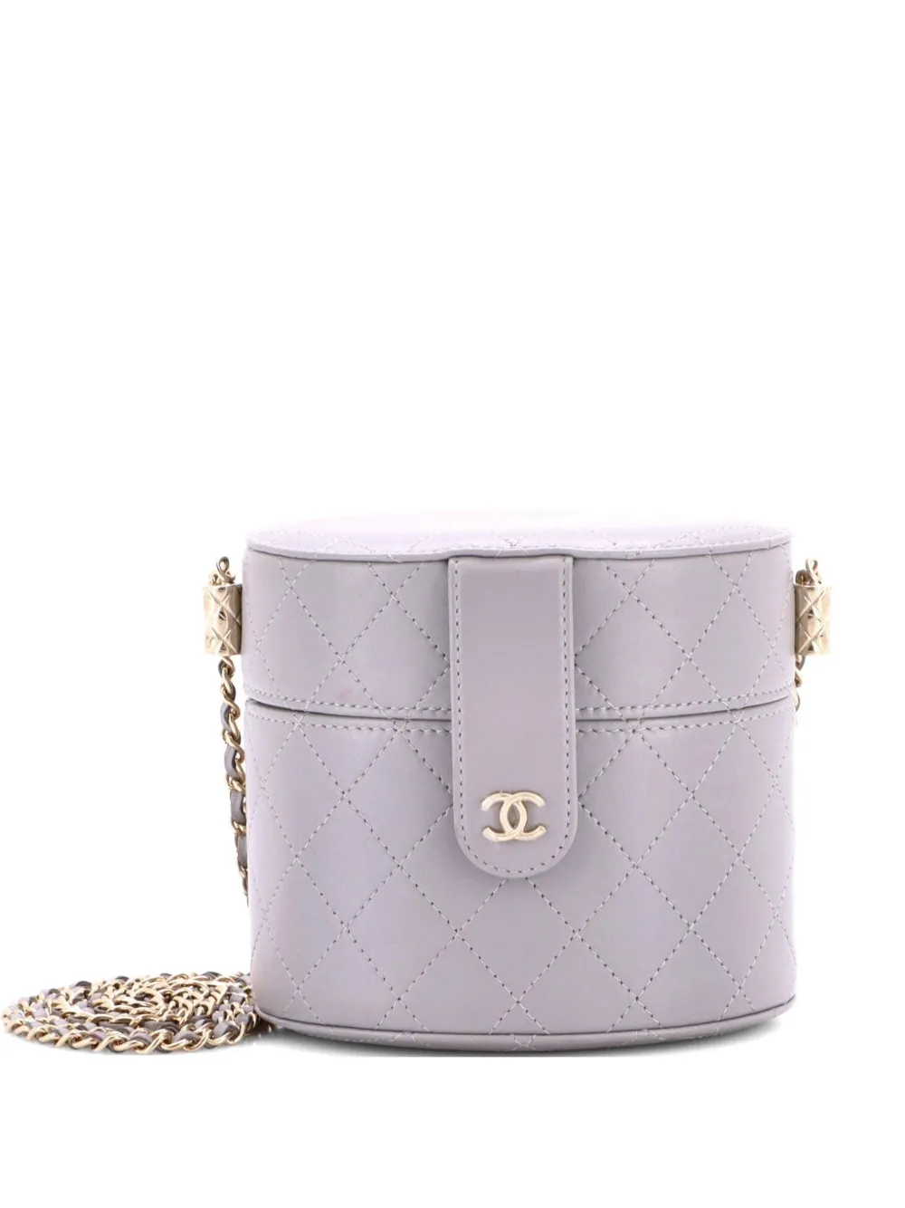 CHANEL Pre-Owned Borsa a tracolla CC Vanity Case mini in pelle di agnello trapuntata con manico - Grigio