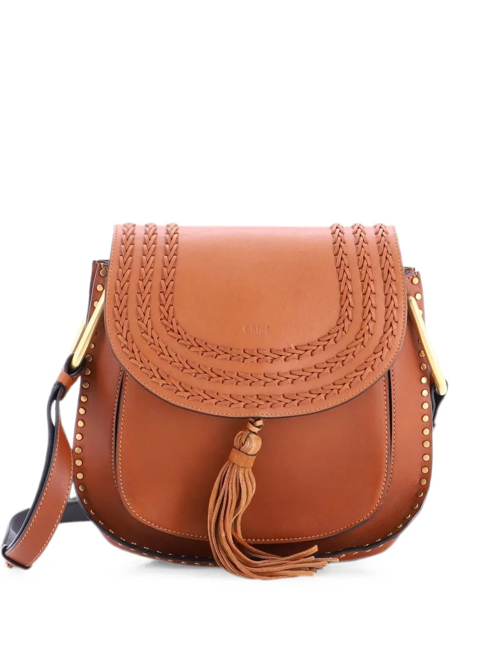 Chloé Pre-Owned Borsa a tracolla Hudson media in pelle con impunture - Marrone