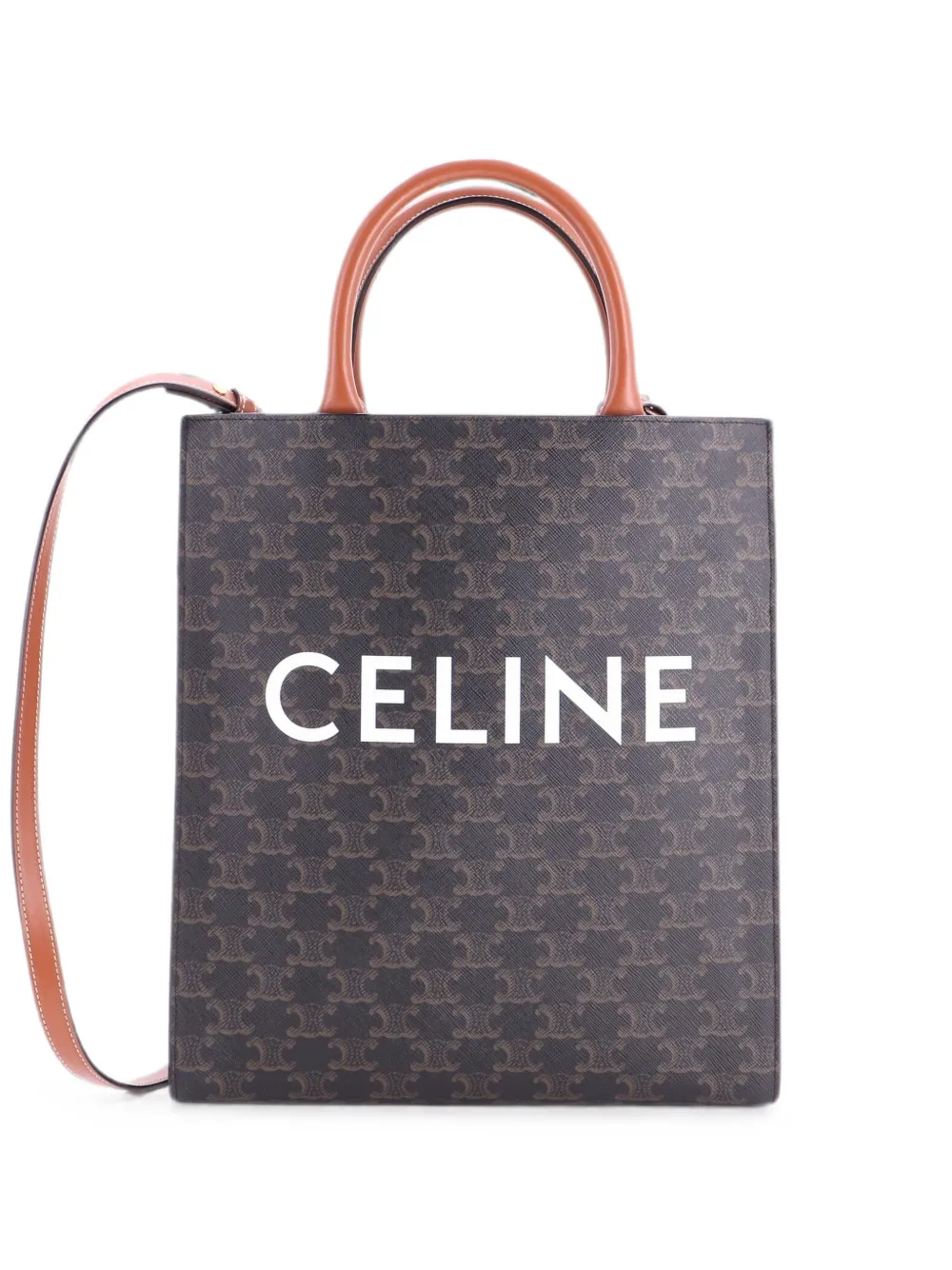 Celine Pre-Owned Borsa tote Vertical Cabas Triomphe piccola in tela cerata - Marrone
