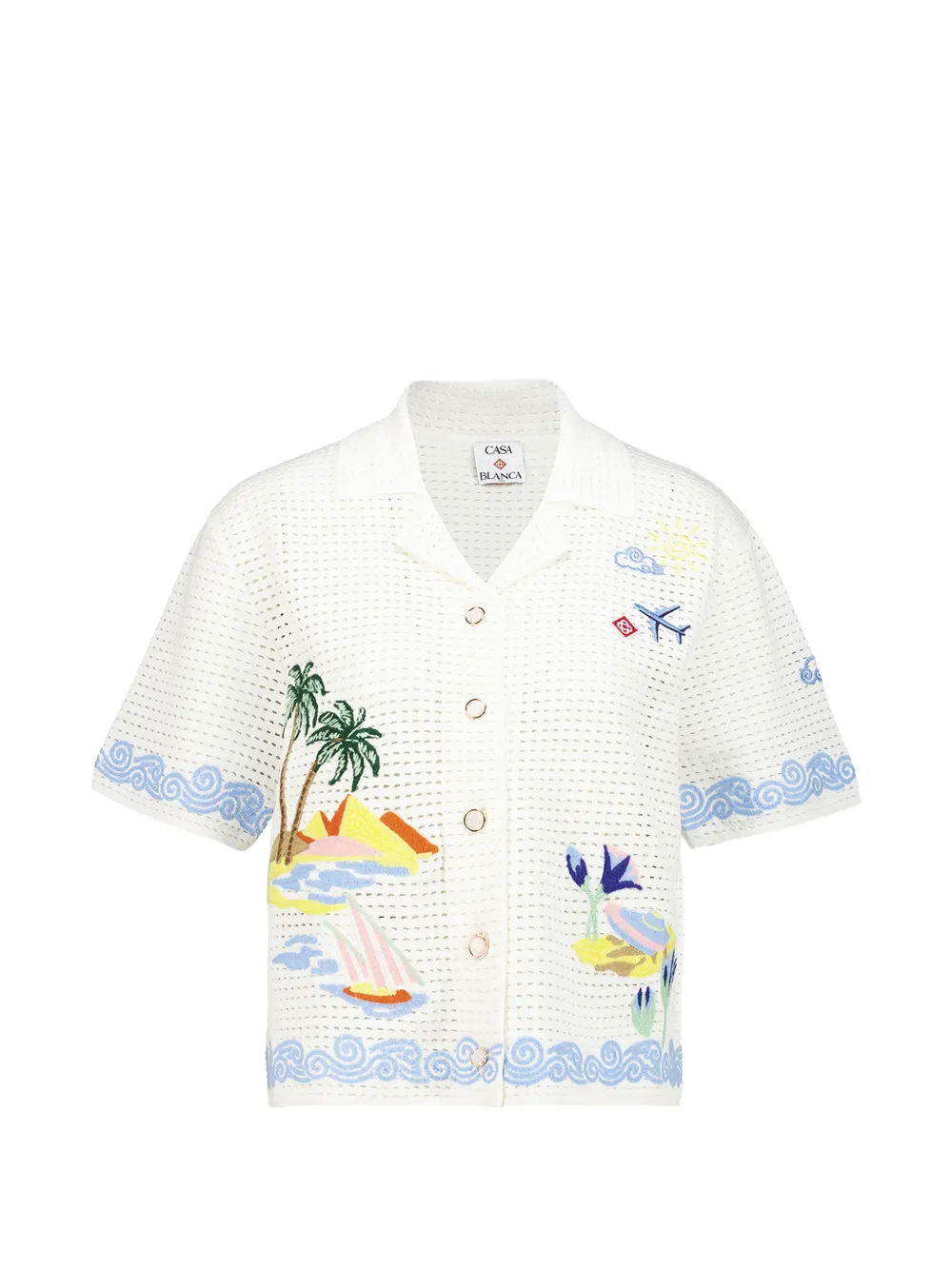 Casablanca Oasis crochet-knit shirt - White